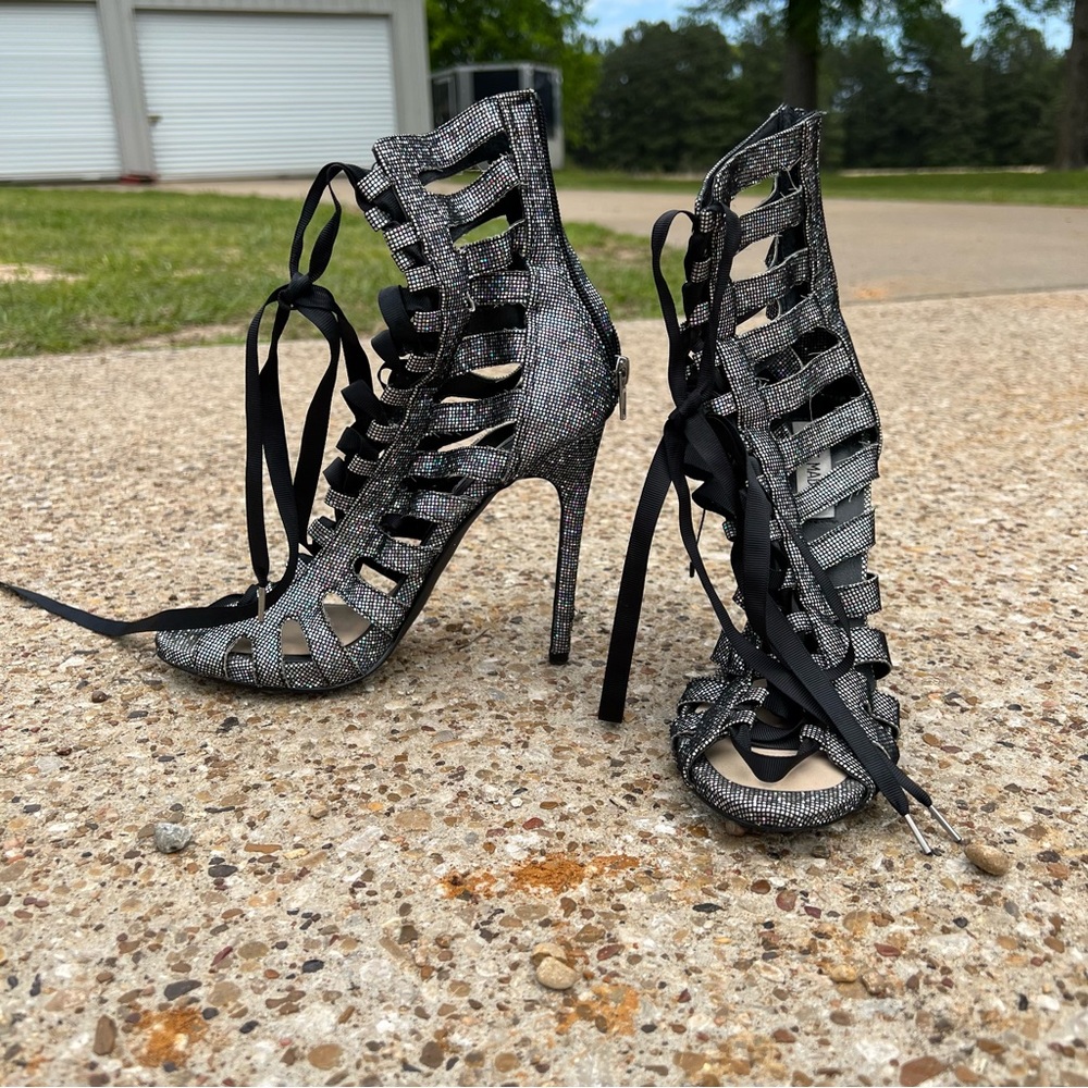 Steve Madden | “Fantasize” Lace-Up Peep Toe Pumps